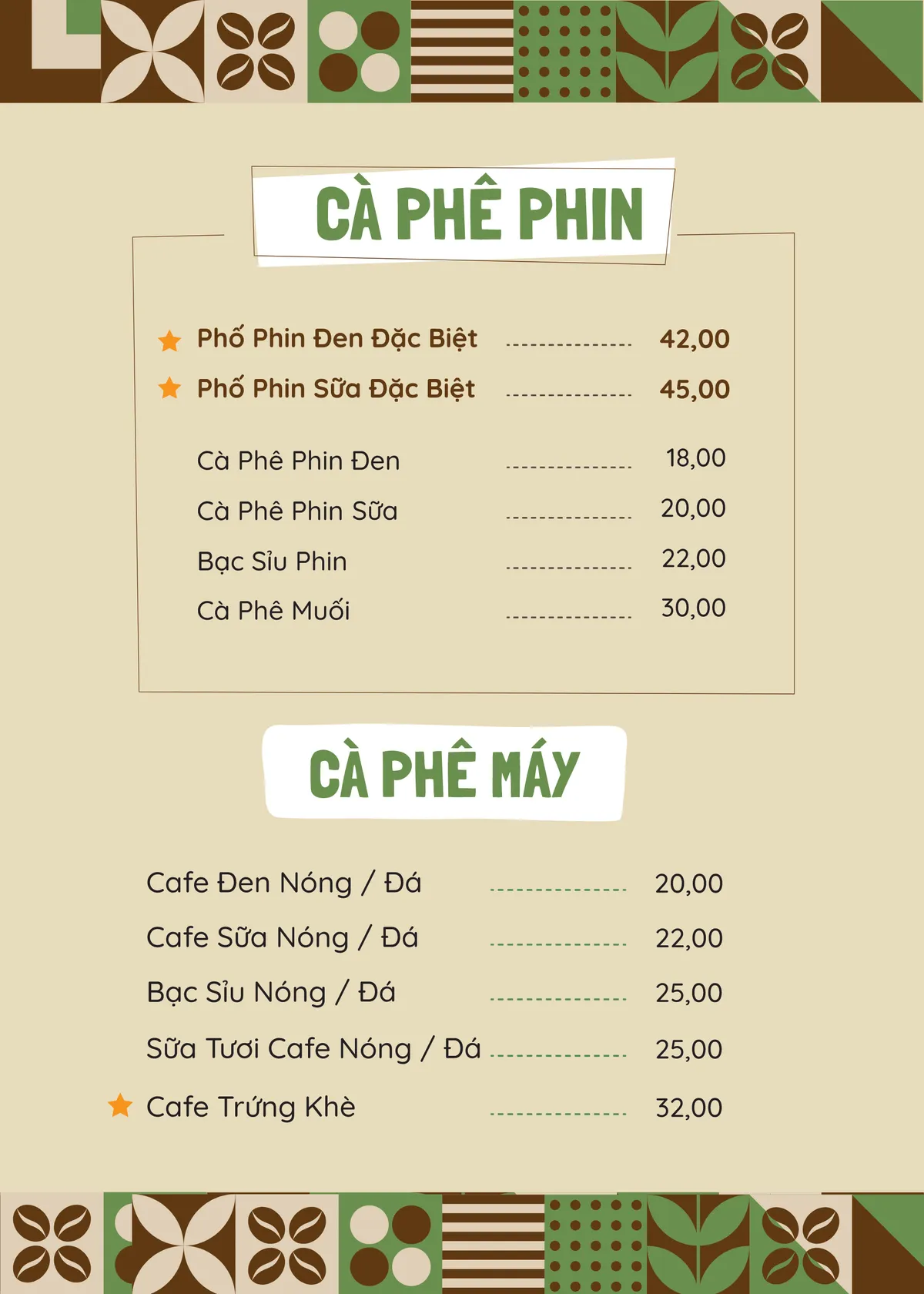 Pho Coffee menu – page 2