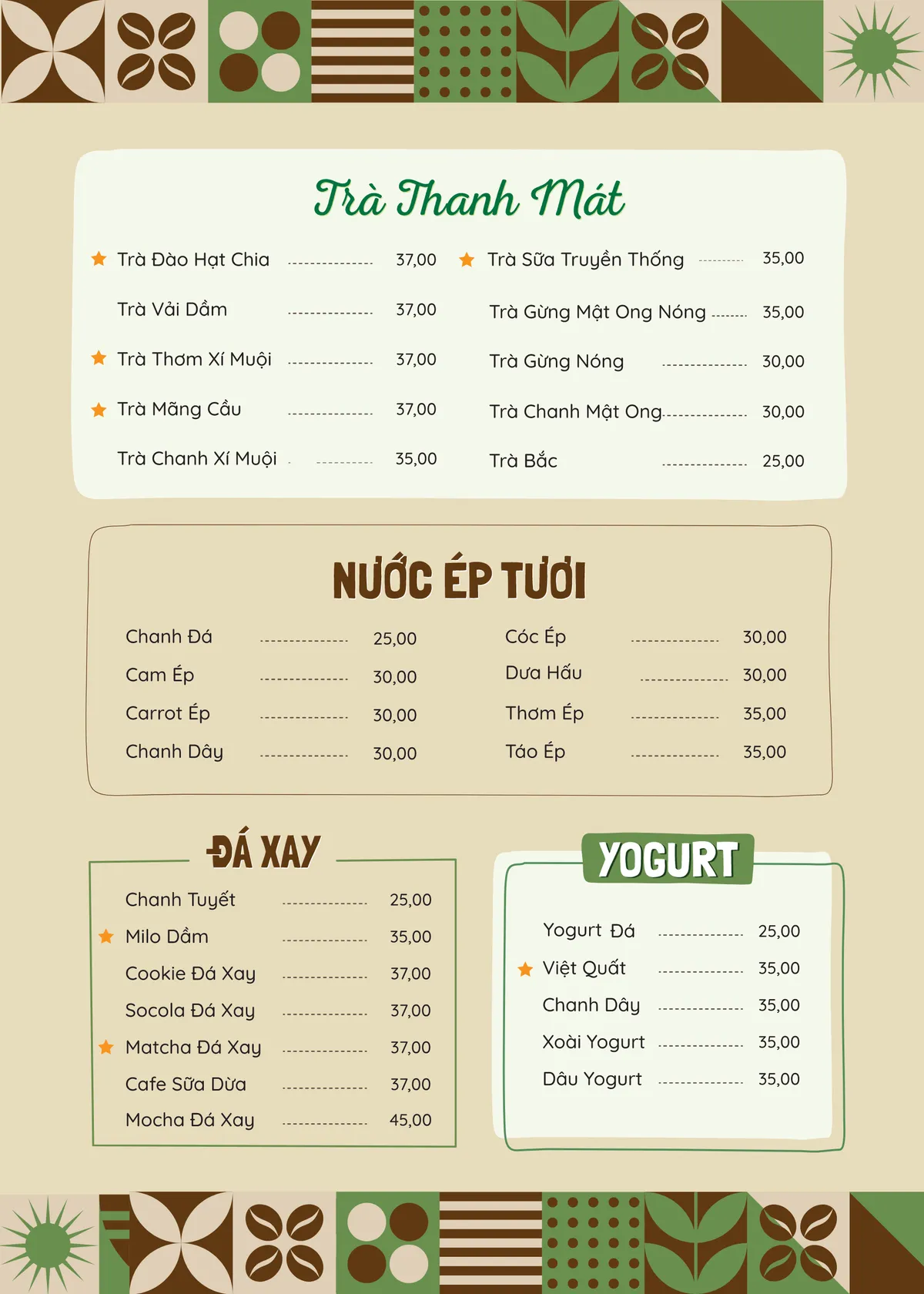 Pho Coffee menu – page 3
